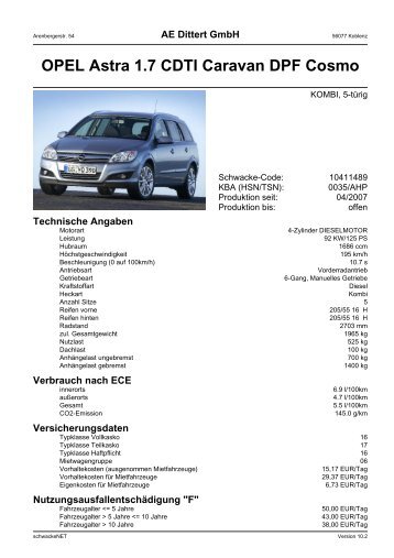 OPEL Astra 1.7 CDTI Caravan DPF Cosmo - Autohaus AE-Dittert in ...