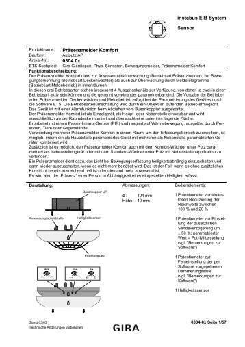 Technisches Handbuch zu Gira 030404 KNX ... - Avolta.de