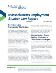 Massachusetts Employment & Labor Law Report - Seyfarth Shaw LLP