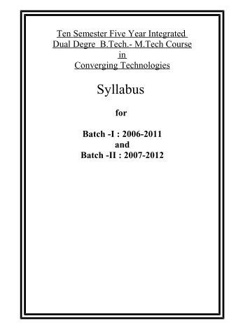 First Batch Syllabus