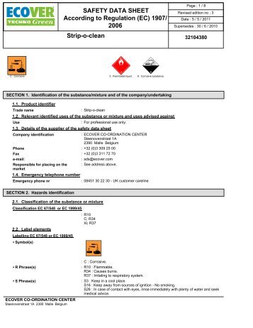 COSHH data sheet - PHS Direct