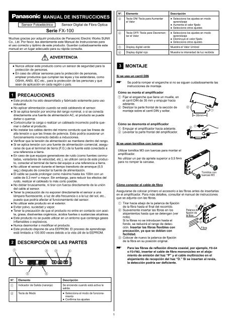 FX-100 Manual de Instrucciones - Panasonic Electric Works Italia SRL
