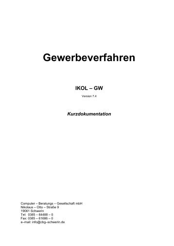 Gewerbeverfahren IKOL – GW - CBG mbh Schwerin