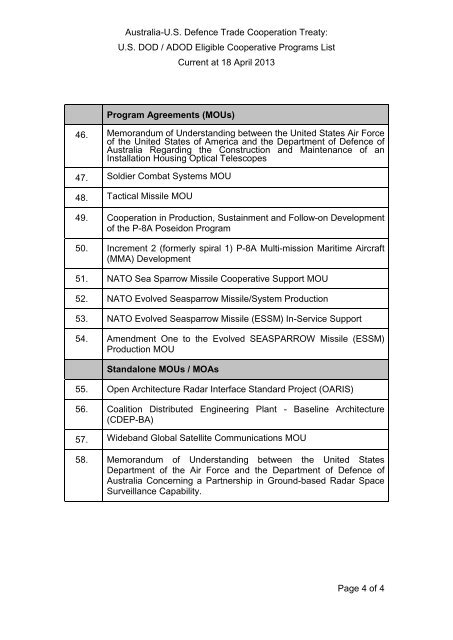 Cooperative Programs - Directorate of Defense Trade Controls