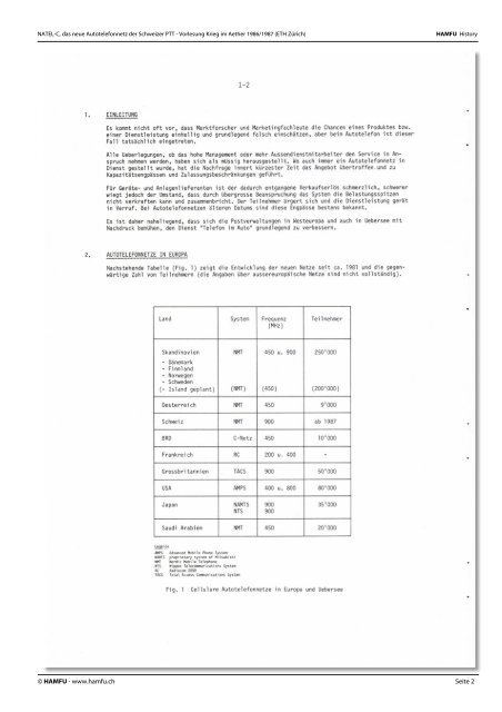 NATEL-C, das neue Autotelefonnetz der ... - Stiftung HAMFU