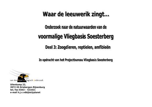 Ecologisch onderzoek vm vliegbasis Soesterberg ... - Provincie Utrecht