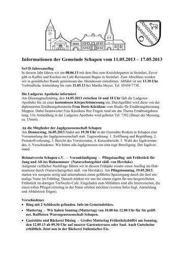 Informationen der Gemeinde Schapen 130508