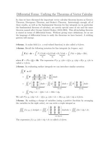 Differential Forms: Unifying the Theorems of Vector Calculus