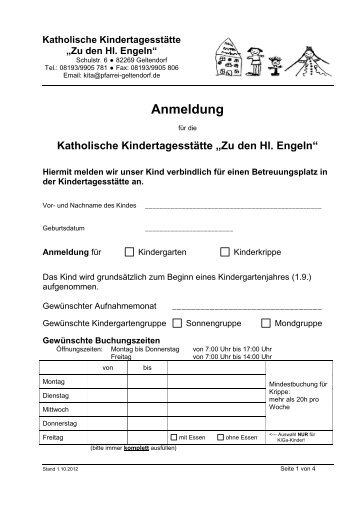 Anmeldung - der Pfarreien Geltendorf - Kaltenberg - Hausen