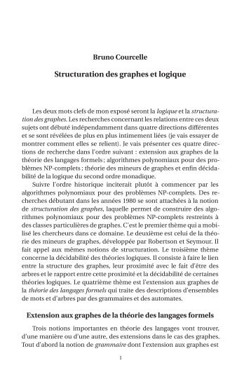 Structuration des graphes et logique - LaBRI