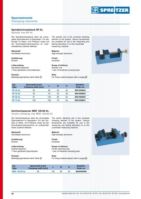 ALUMESS - Spannsysteme, Aufspannvorrichtungen für Messmaschinen - Spreitzer, Gosheim