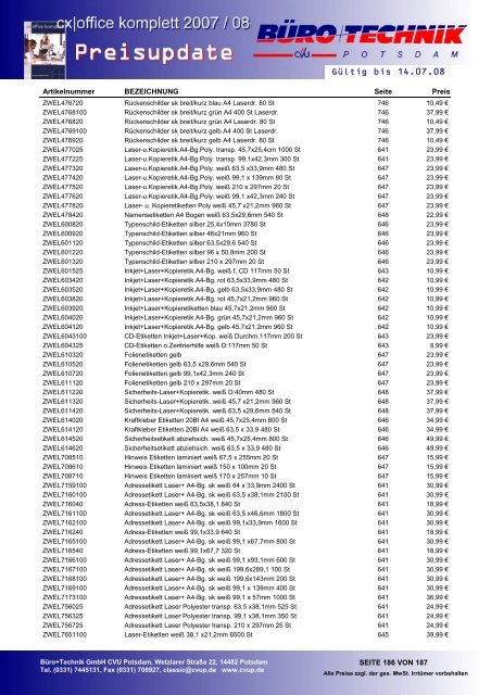 Gültig bis 14.07.08 - Büro + Technik Gmbh CVU Potsdam
