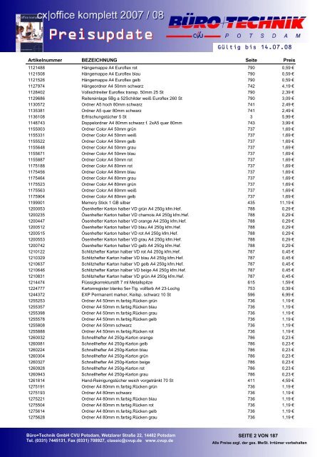 Gültig bis 14.07.08 - Büro + Technik Gmbh CVU Potsdam