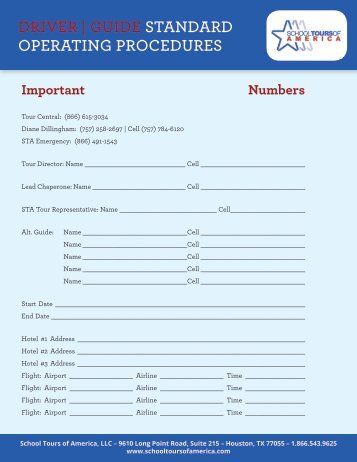 DRIVER | GUIDE STANDARD OPERATING PROCEDURES