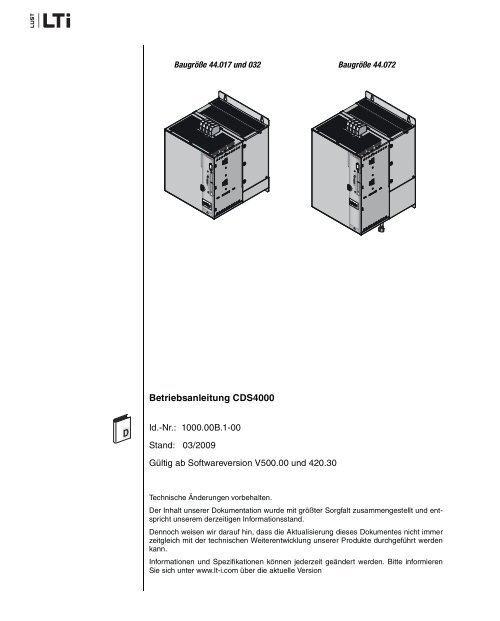 CDS4000 Antriebsregler für ... - DEIRING Gmbh