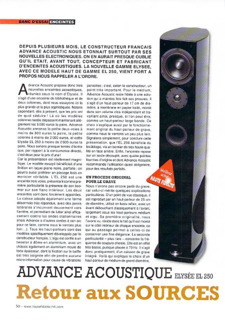 depuis plusieurs mois, le constructeur francais advance acoustic ...