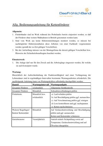 Bedienungsanleitung Kettenförderer (pdf)