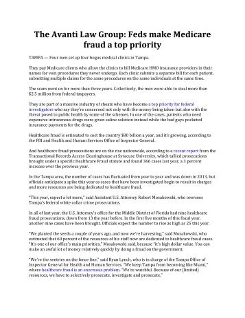 The Avanti Law Group: Feds make Medicare fraud a top priority