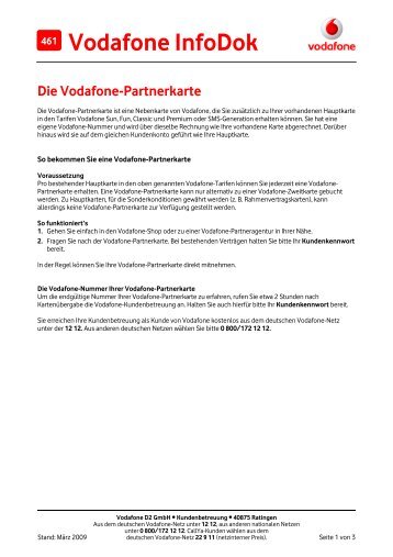Infodok 461: Die Vodafone-Partnerkarte
