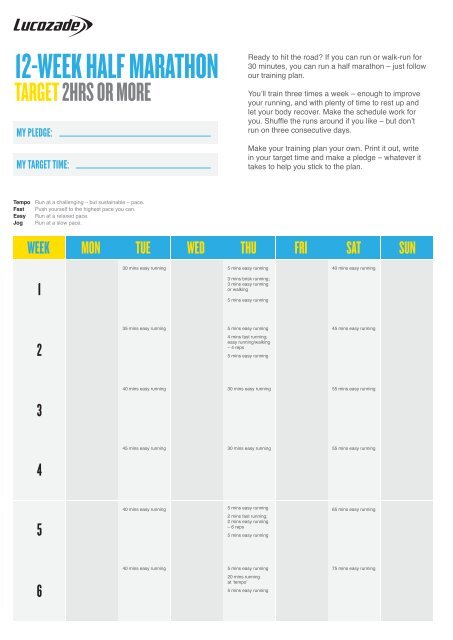 Half Marathon Walking Training Schedule