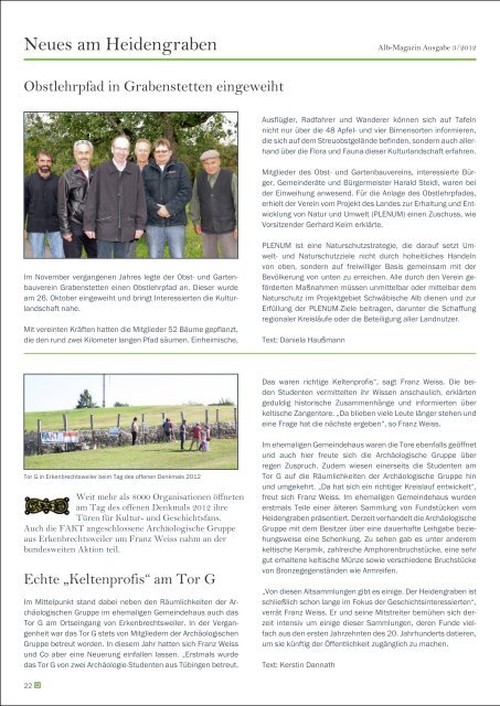 Alb Magazin - Ausgabe Heidengraben 3/2012