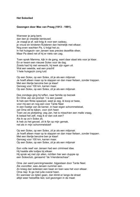 Solexlied tekst - Van der Heem & Bloemsma