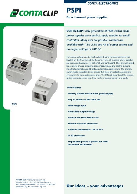 Direct current power supplies PSPI - Conta Clip