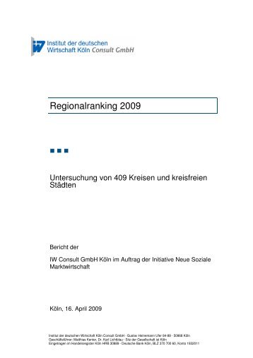 Endbericht Regionalranking 2009 - Das INSM Regionalranking