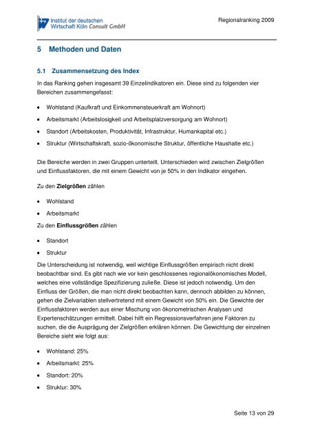 Endbericht Regionalranking 2009 - Das INSM Regionalranking