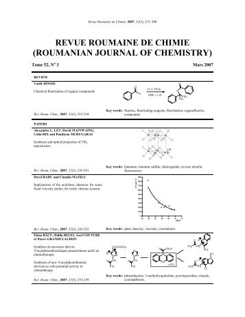 revue roumaine de chimie (roumanian journal of chemistry)