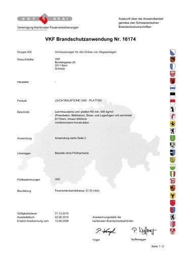VKF Brandschutz-Zulassung 16174, Ummauerungen fÃ¼r den ... - Ytong