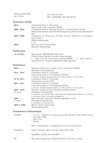 Mon CV - UniversitÃ© Paris 8