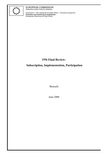 FP6 Final review - European Commission