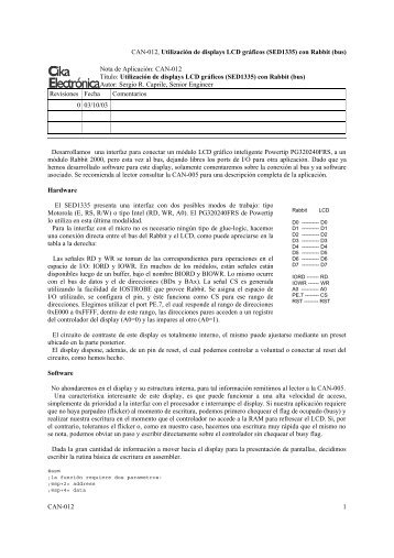CAN-012, UtilizaciÃƒÂ³n de displays LCD grÃƒÂ¡ficos (SED1335) con Rabbit