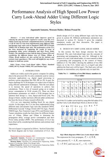 Performance Analysis of High Speed Low Power Carry Look-Ahead ...