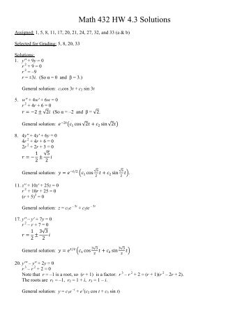 Math 432 HW 4.3 Solutions - Frostburg
