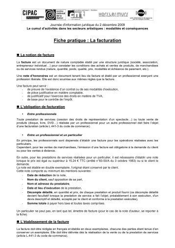 Fiche pratique : La facturation - Irma