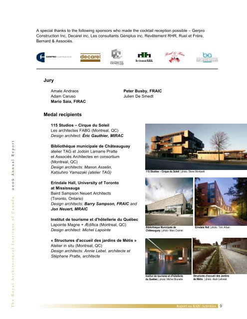 RAIC 2006 Annual Report - Royal Architectural Institute of Canada