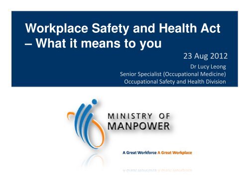 Workplace Safety And Health Act A A A What It Means To You