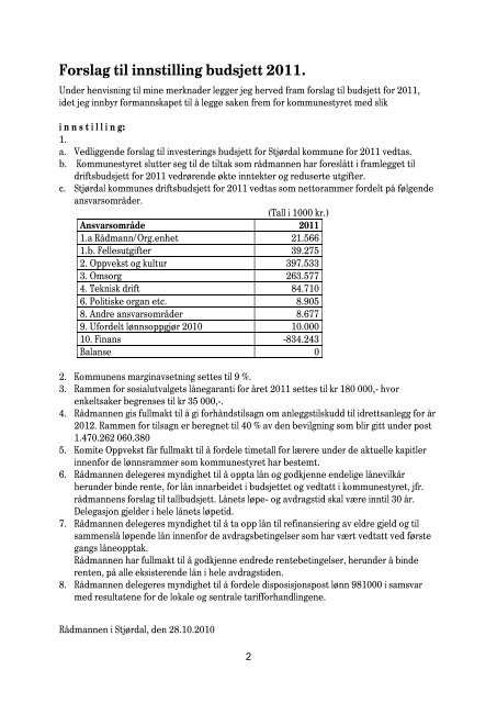 RÃƒÂ¥dmannens forslag til budsjett - StjÃƒÂ¸rdal kommune