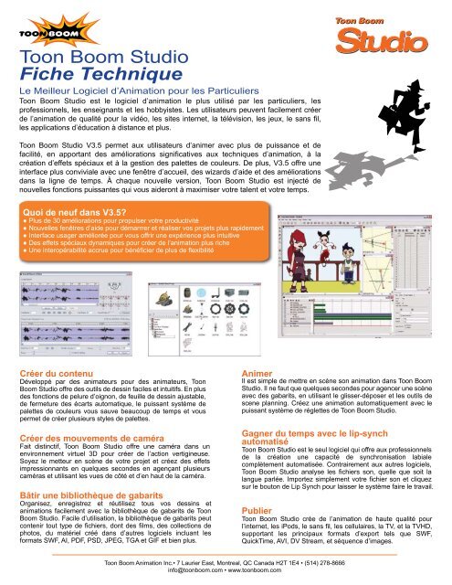 Toon Boom Studio Fiche Technique - Toon Boom Animation