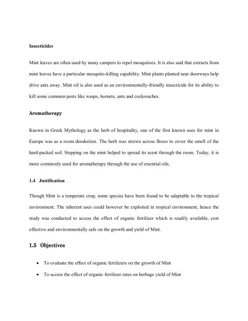 EFFECTS OF ORGANIC FERTILIZERS ON GROWTH AND YIELD ...