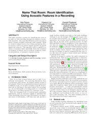 Room Identification Using Acoustic Features in a Recording - CNMAT