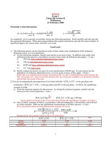 Chem 206 Exam 2 Answers