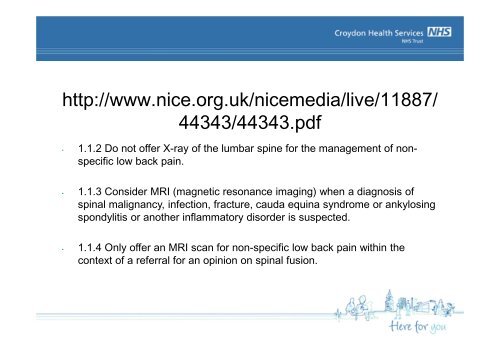 Imaging of the Spine - Croydon Health Services NHS Trust