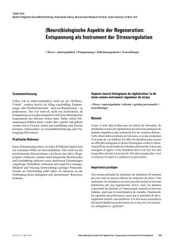 (Neuro)biologische Aspekte der Regeneration: Entspannung als ...