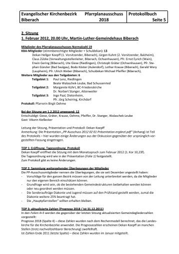 Protokoll vom 1. Februar 2012 - Evangelischer Kirchenbezirk Biberach