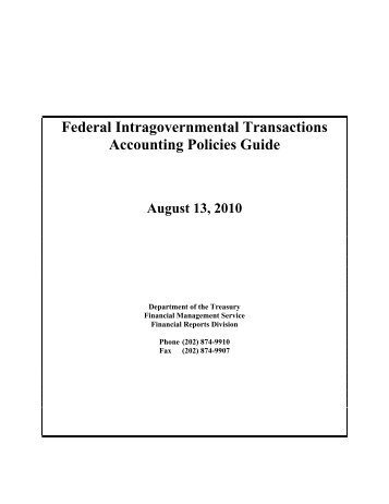 Federal Intragovernmental Transactions Accounting Policies Guide