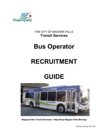 Bus Operator RECRUITMENT GUIDE - Niagara Falls, Ontario, Canada
