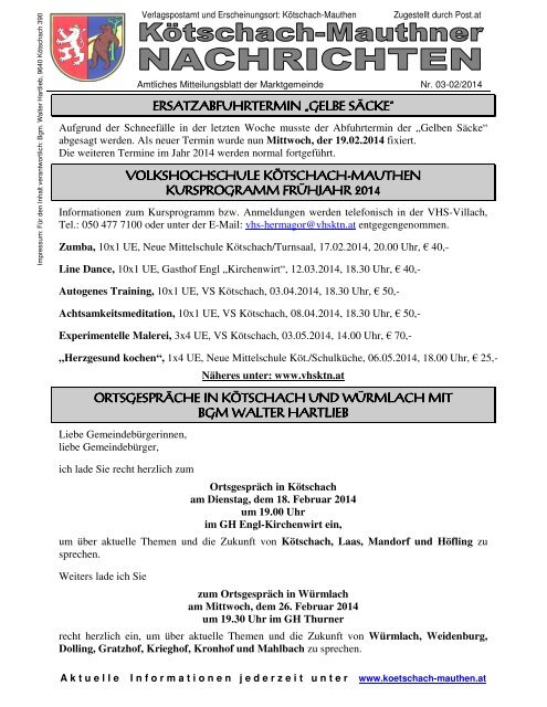 zum Postwurf - in der Marktgemeinde Kötschach-Mauthen